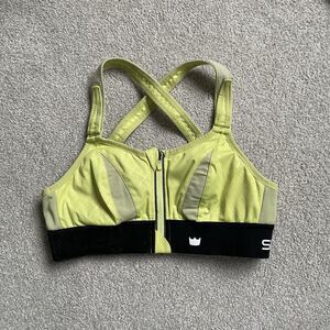 SHEFIT Sports Bra Supportive Athletic Neon Green Black Patterned Women's Medium